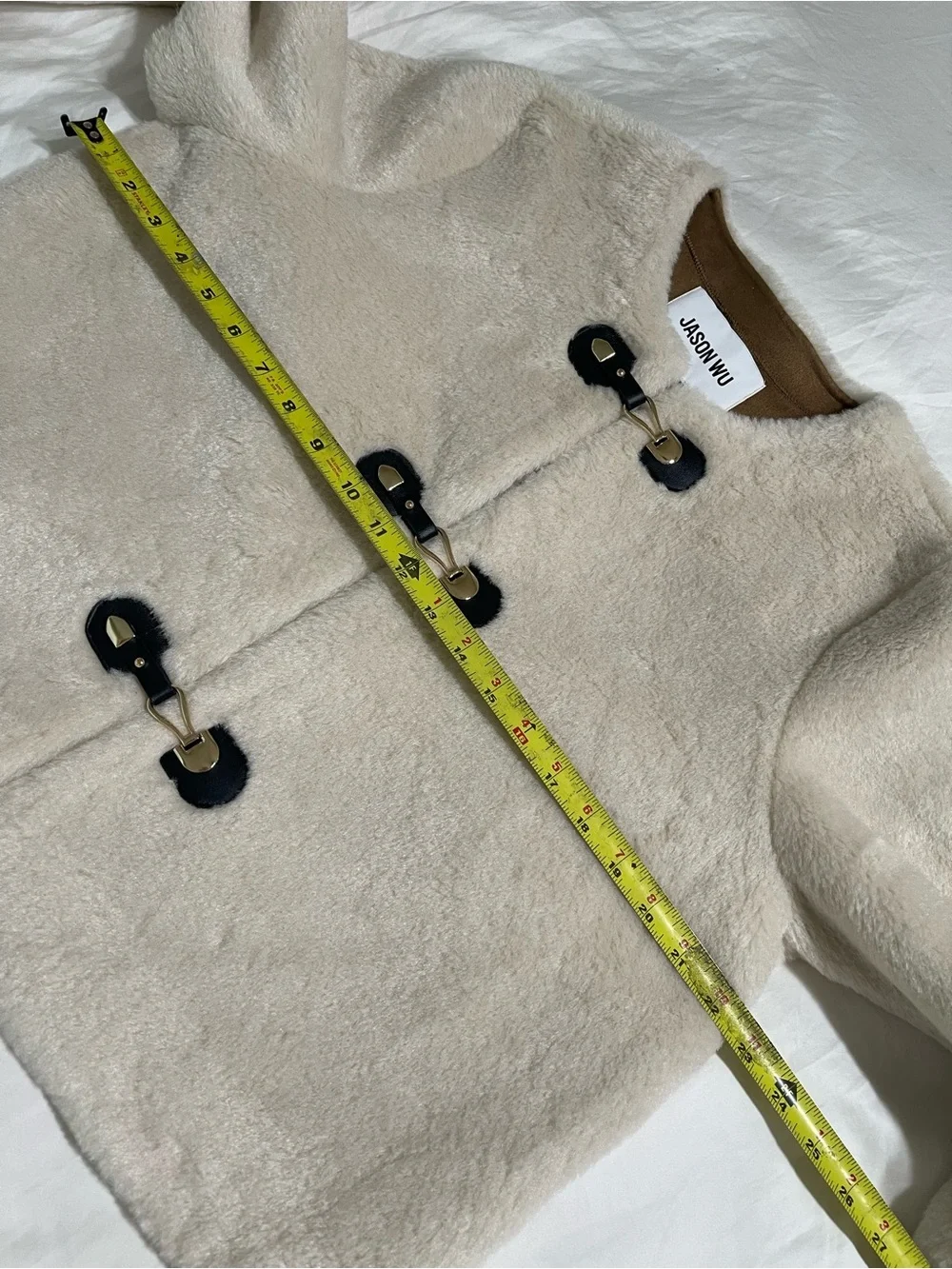 Jason Wu Cream Faux Shearling Toggle Jacket With Black Trim_6